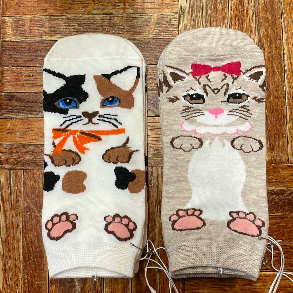 Ankle socks, cat design, 8 inch